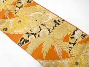 アンティーク　菊に草葉模様織り出し袋帯（材料）